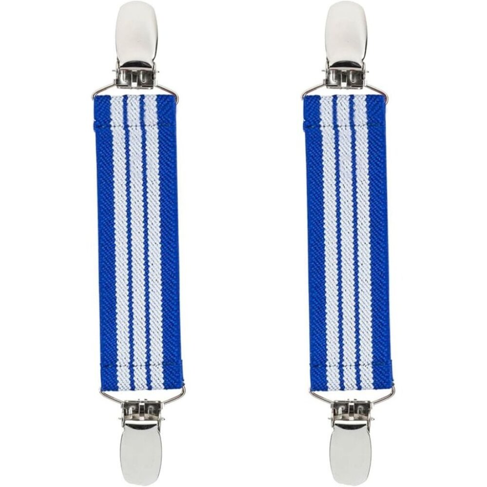 Hold’Em 1” Boot Straps Leg Pant Stirrup Elastic Extra Heavy Clips - Royal/White